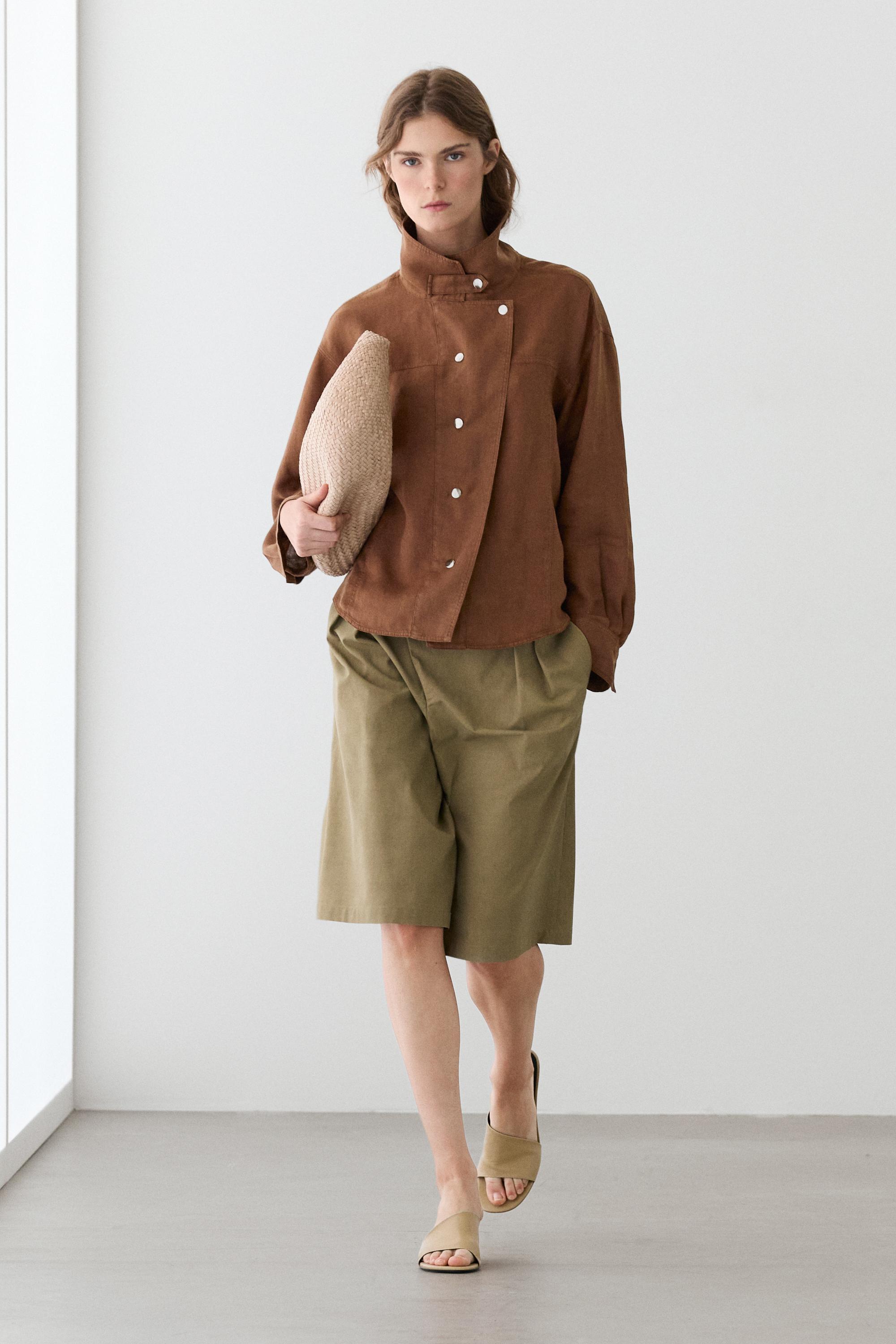 Chemise 100 % lin à boutons pression